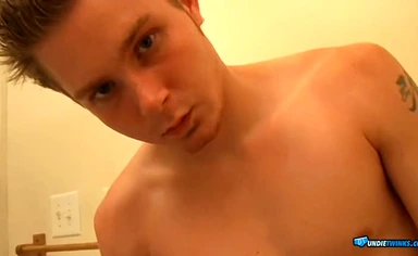 Gay Shoots Oozing Warm Load In His White Undies