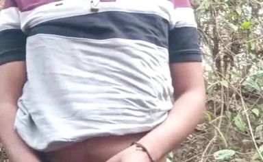 Music liquid peeing in forest alone