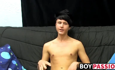 Throbbing cock teen Chad masturbates in passionate solo