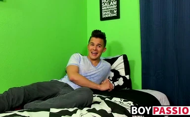 Andy Taylor jerks off and slides dildo in ass until jizzing