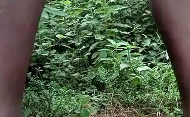 Naughty boy jerking off in the woods and shooting a load