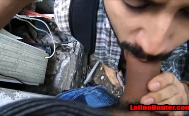 Bearded Straight Stud sucks his first man cock