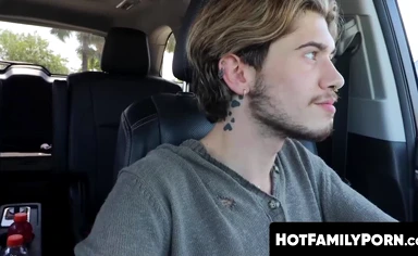 Muscular stepdad Michael Roman feeds stepson Ryan Kneeds his massive cock deepthroat