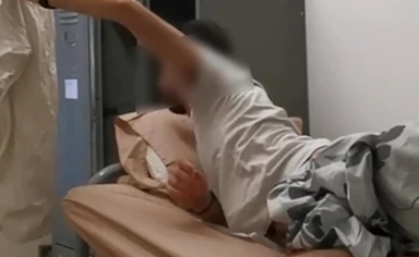Cumming on sailor's Uniform in the Barracks