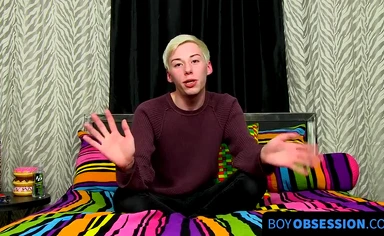 Solo twink Jax Marnell drills ass with toy and wanks cock hard