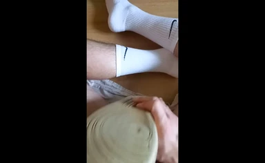 My buddy jerking off with my NIKE sneakers