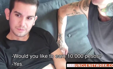 Straight Latino's hardcore raw bareback sex for cash adventure